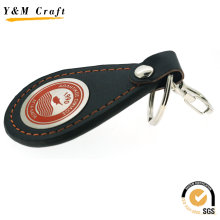 Black PU Leather Hot Press Logo Keychain Ym0881